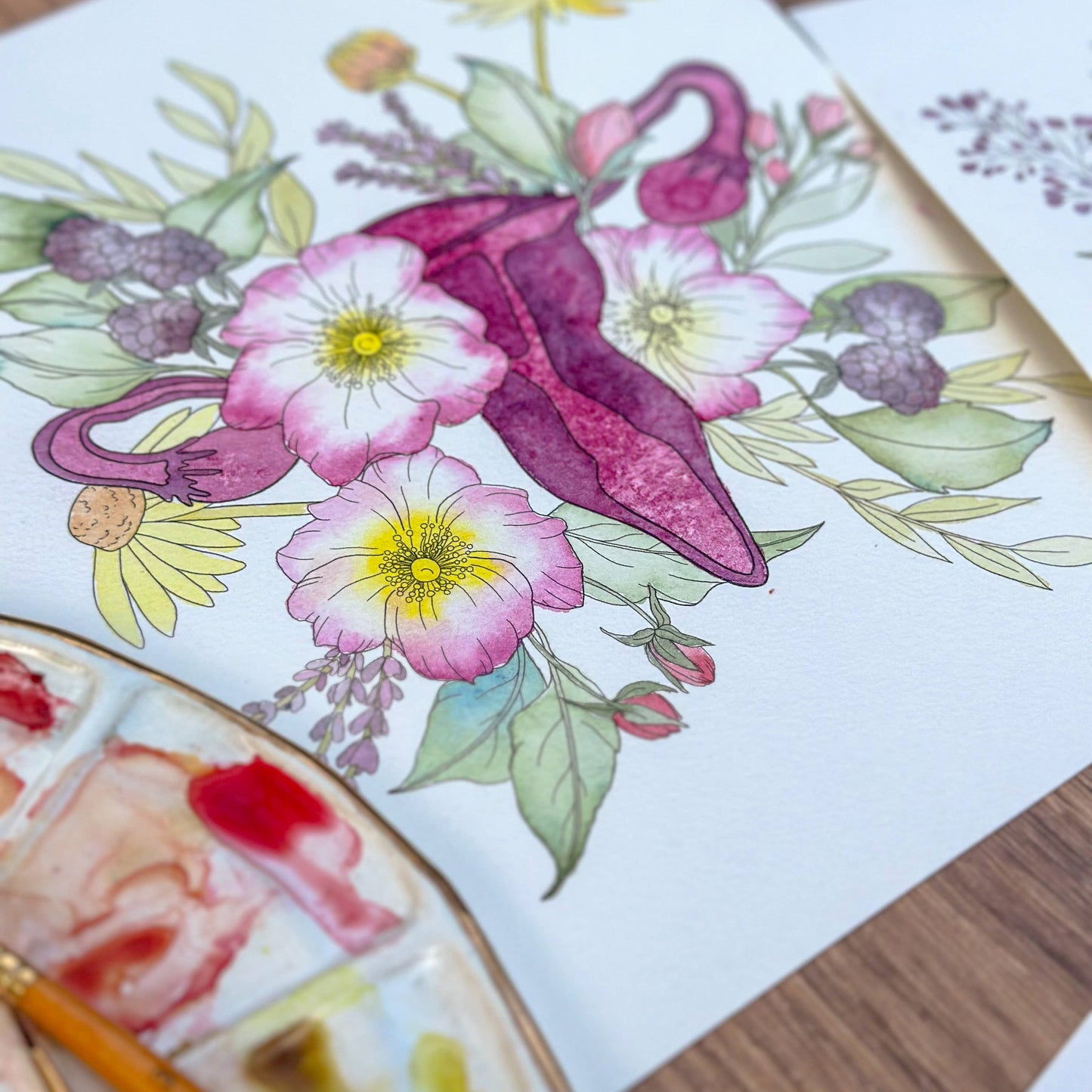 Watercolor Painting Kit, Feminist Florals, Beginner Skill