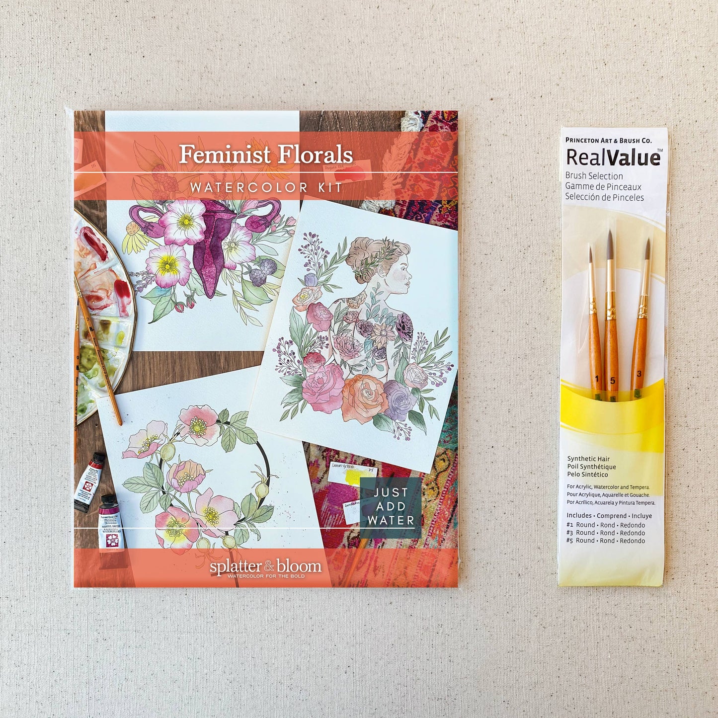 Watercolor Painting Kit, Feminist Florals, Beginner Skill
