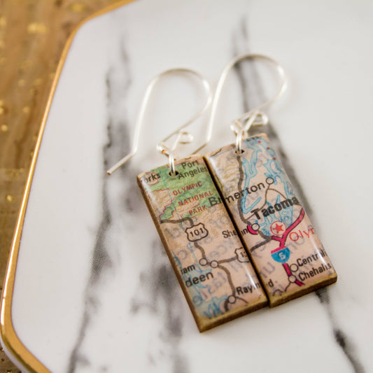 My Hometown Custom Vintage Map Earrings