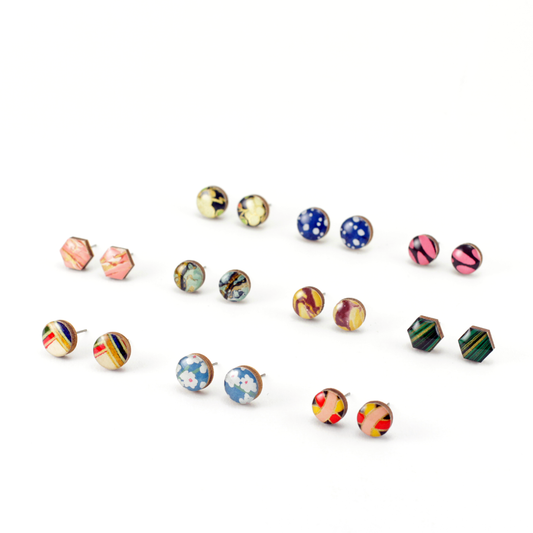 Patterned mini titanium stud earrings