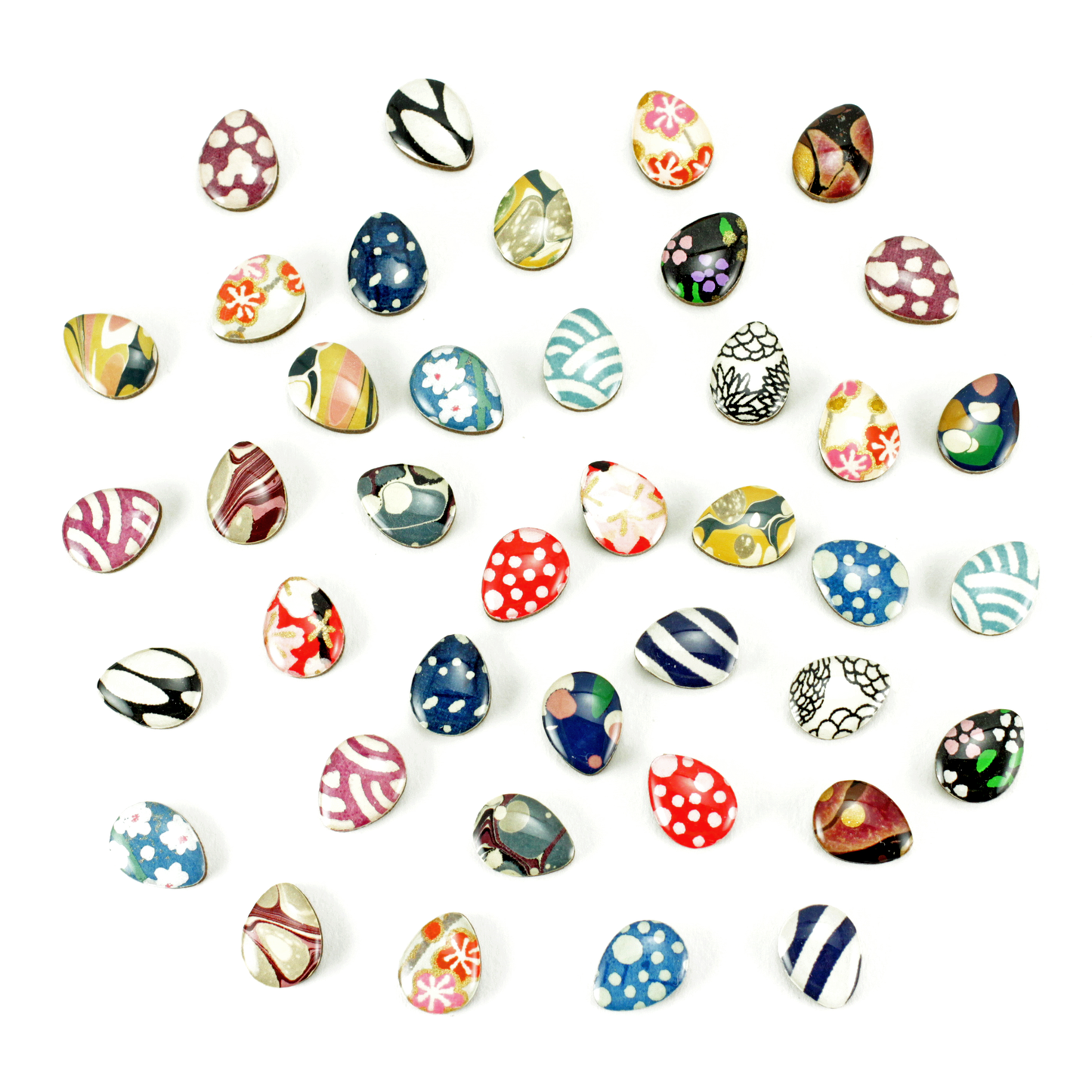 Oval egg shaped titanium stud earrings: Marbled paper