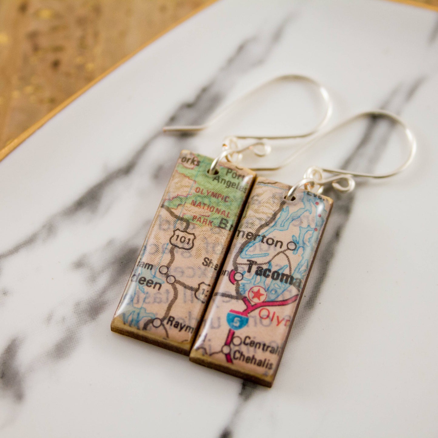 My Hometown Custom Vintage Map Earrings