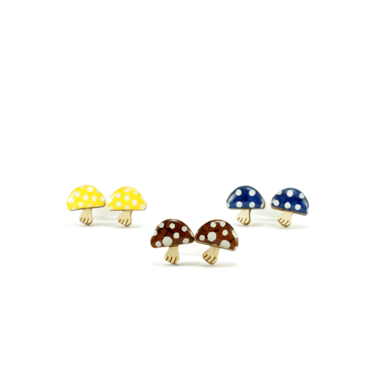 Polka dot mushroom titanium stud earrings