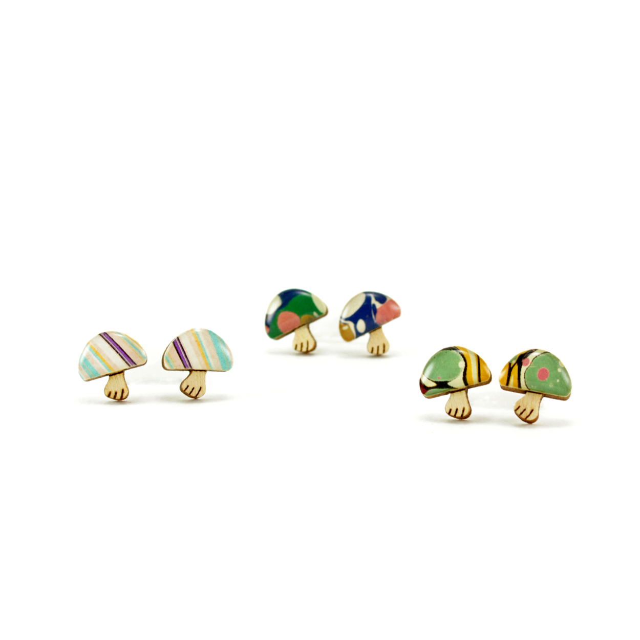 Marble mushroom titanium stud earrings
