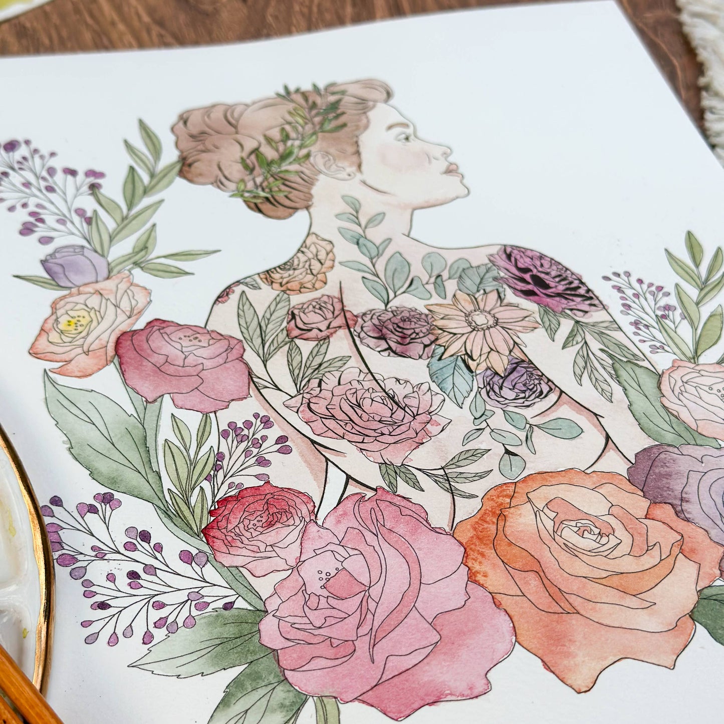Watercolor Painting Kit, Feminist Florals, Beginner Skill