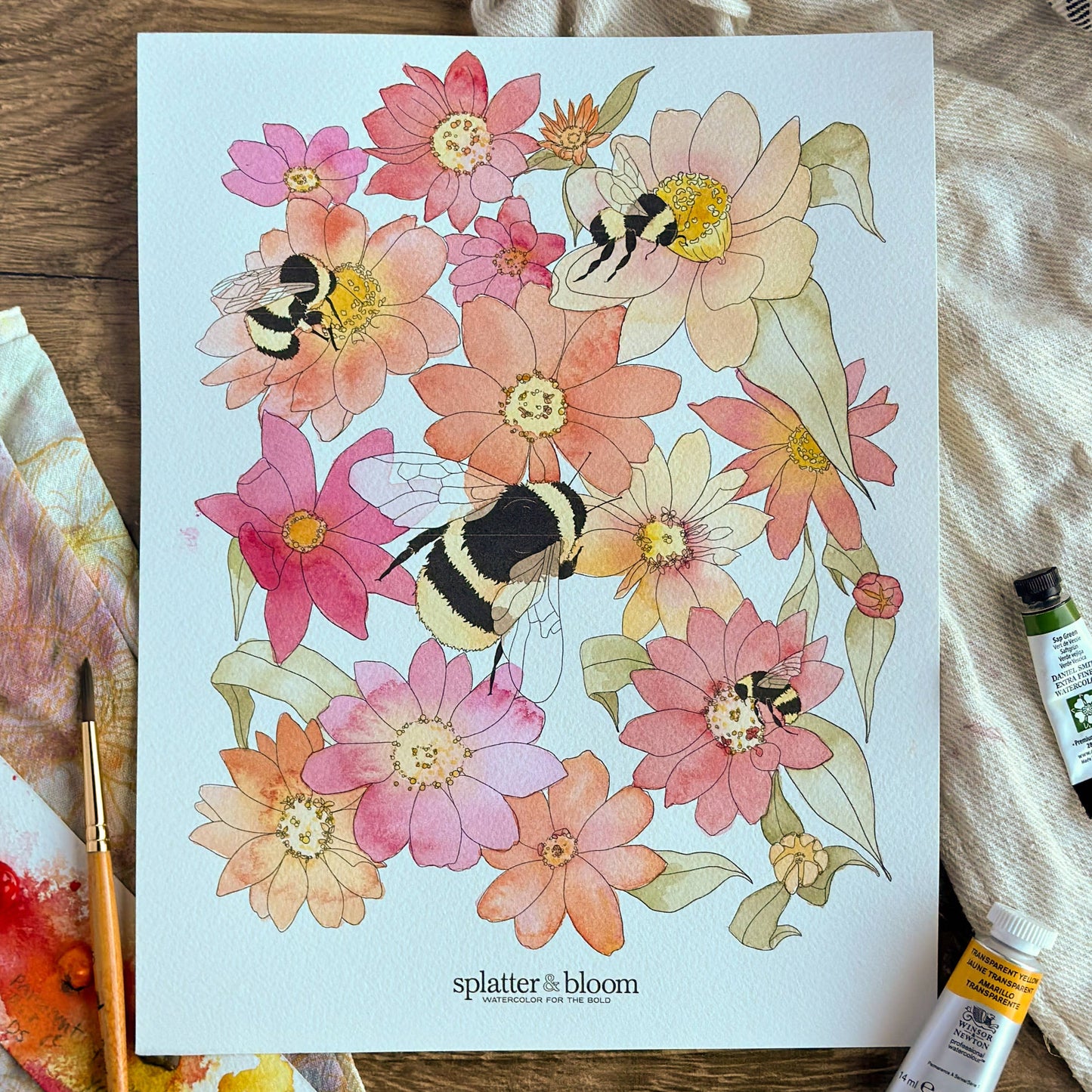Watercolor Painting Kit, Pollinators , Beginner Skill