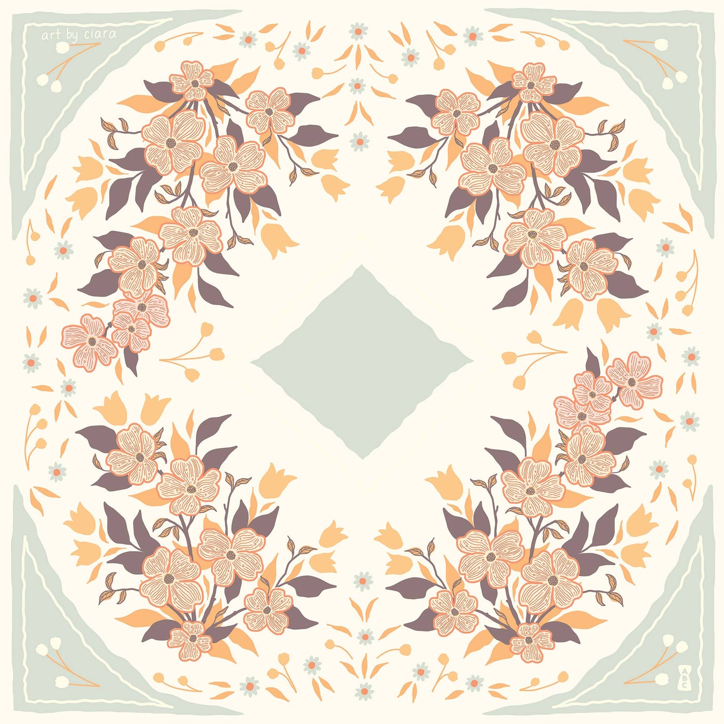 Light Slate Dogwood Bandana