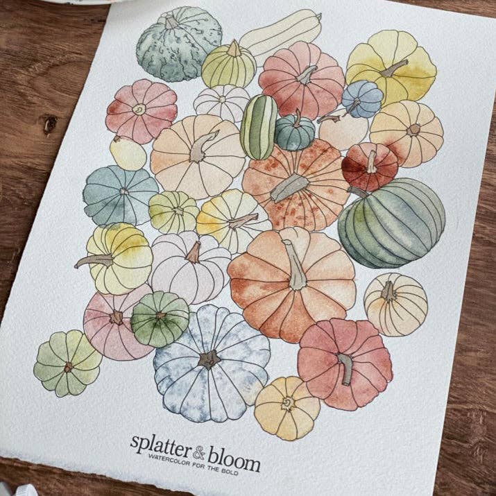 Watercolor Painting Kit, Fall Harvest, Beginner Skill Level