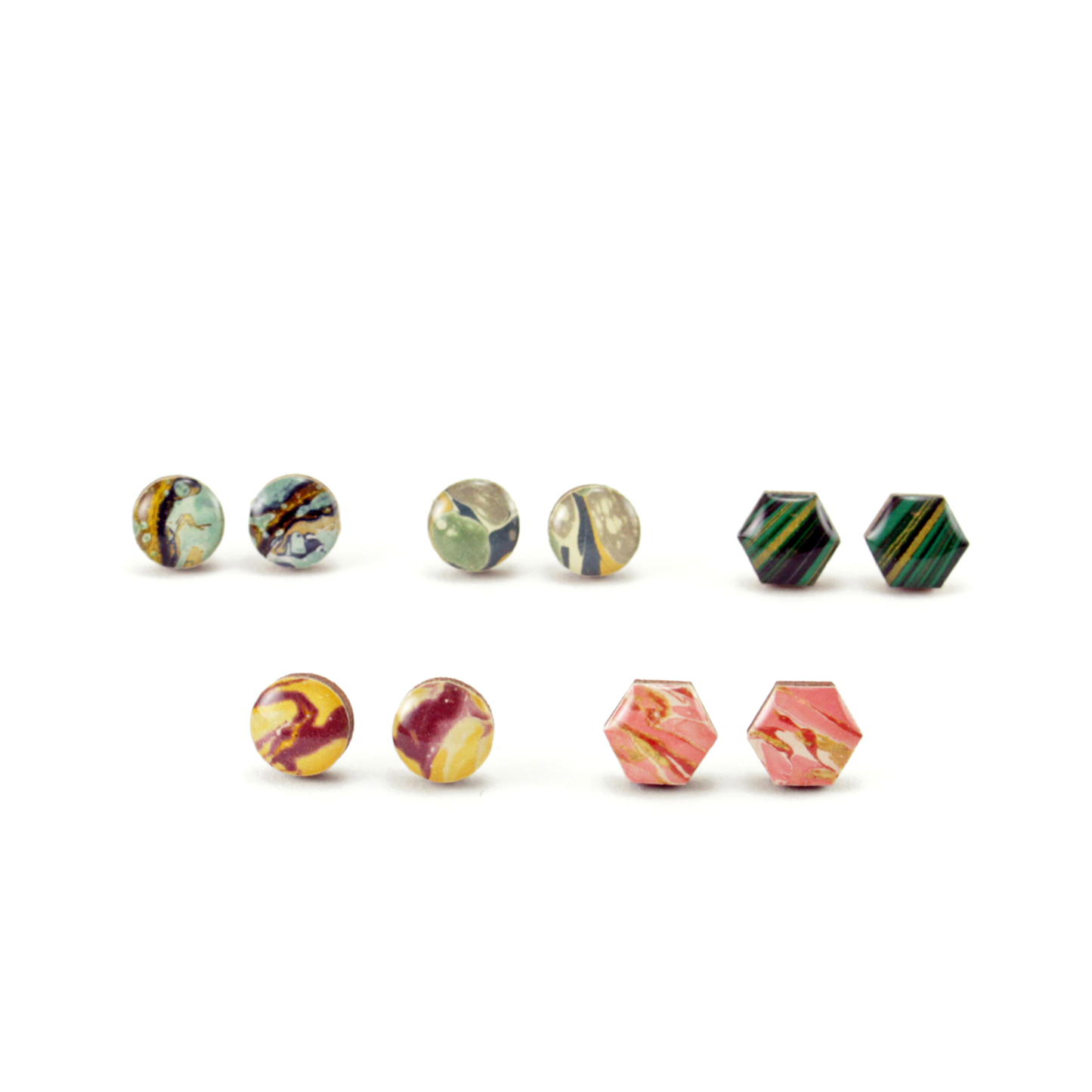 Patterned mini titanium stud earrings