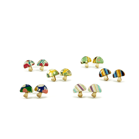 Marble mushroom titanium stud earrings