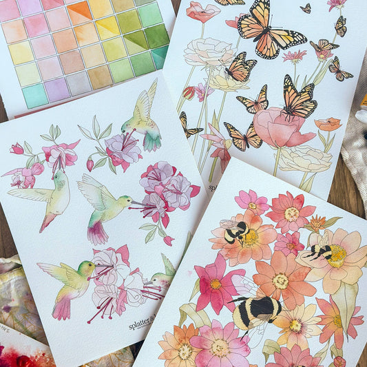 Watercolor Painting Kit, Pollinators , Beginner Skill