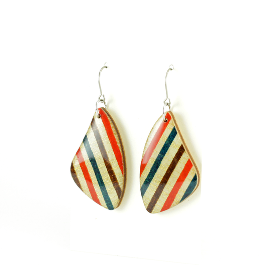 Vintage striped Chiyogami titanium dangle earrings