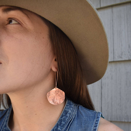 Moon Drop Earrings - Copper