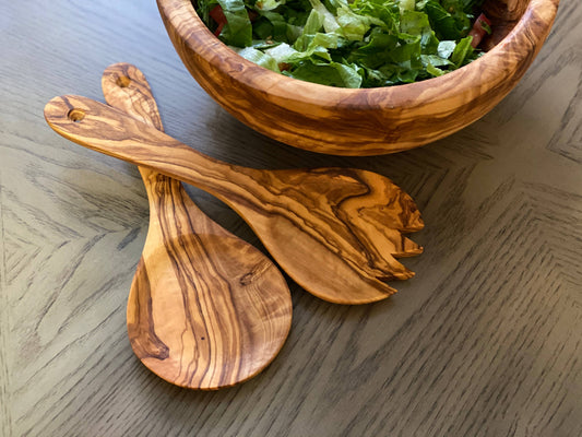 Olive Wood Salad Servers