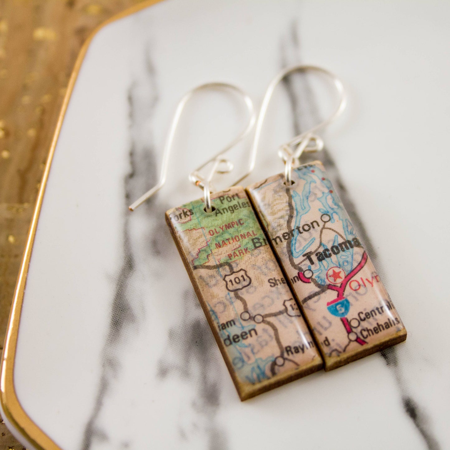 My Hometown Custom Vintage Map Earrings