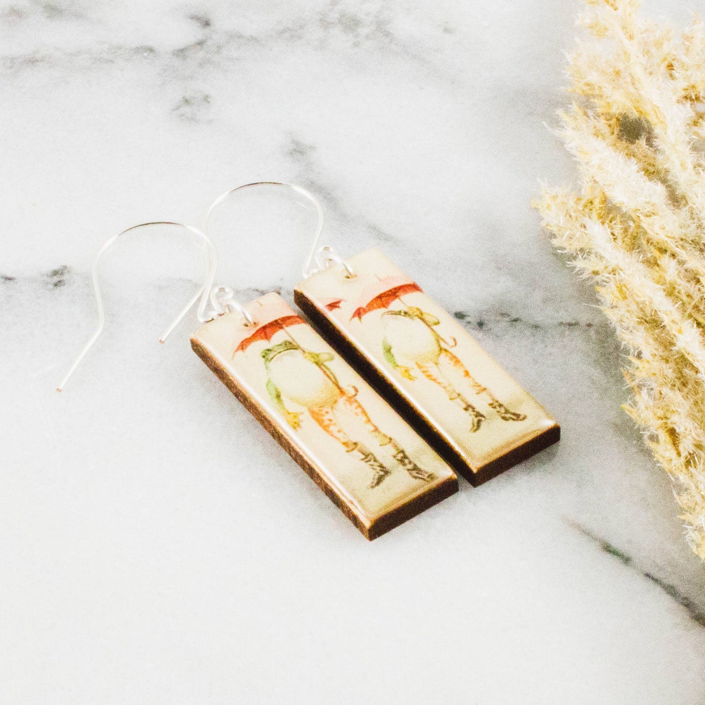 Vintage Rainy Day Frog Earrings