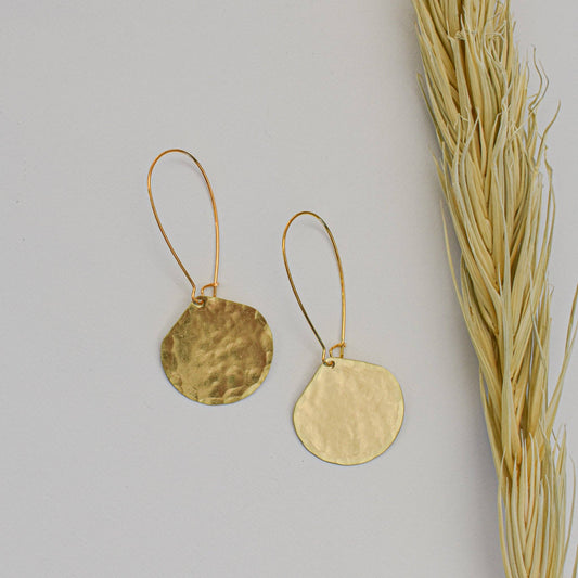 Moon Drop Earrings - Brass